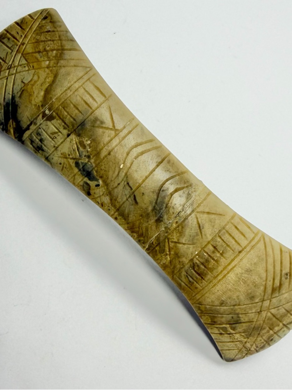 Vtg Tribal Southwestern Carved Bone Hair Barrette Clip in Natural Tan Beige